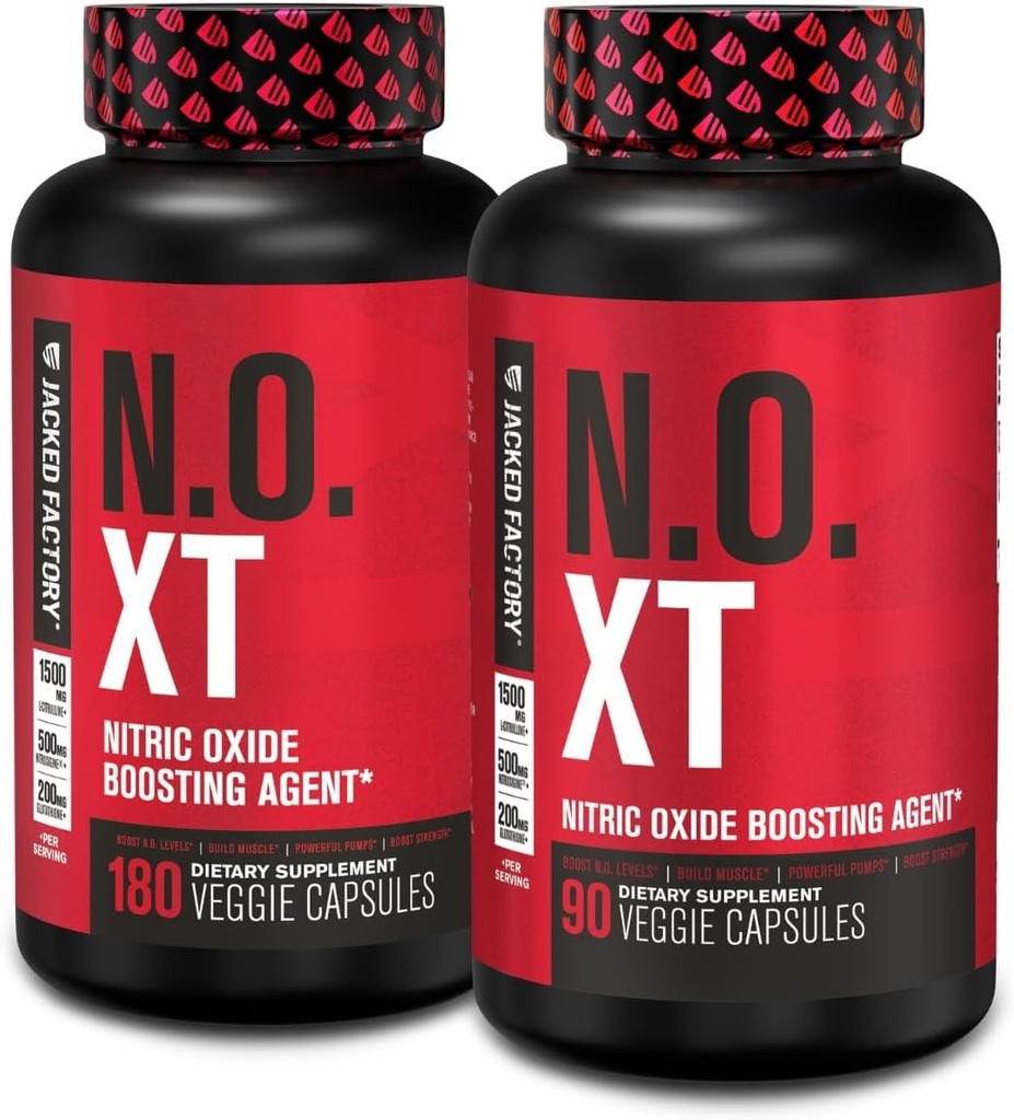 Jacked Factory N.O. XT Nitric Oxid Supplement mit Nitrosigine L Arginin & L Citrulline für Muskelwachstum, Pumpen, Vaskularität, & Energie - Extra Strength Pre Workout Muskelaufbau - 270 Veggie Pillen