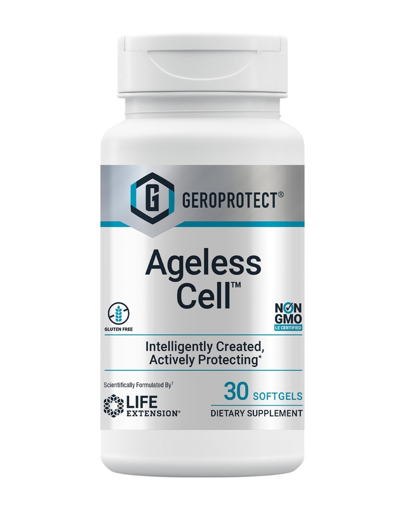Life Extension GEROPROTECT® Ageless Cell™, Cellular Health, Healthy Aging, Vitamin E, N-Acetyl-L-cysteine, Green Tea Extract, myricetin, Gluten Free, Non-GMO, 30 softgels
