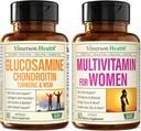 グルコサミンのコンドロイチンのターメリック+女性のためのMultivitamin 2びんの補足は彼女のために束ねます。健康な免疫の応答、共同サポート、酸化防止の特性