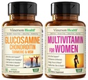 Glucosamine Chondroitin Turmeric + Multivitamin for Women 2-Bottle Supplement Bundle for Her. Healthy Immune Response, Joint Support, Antioxidant Properties