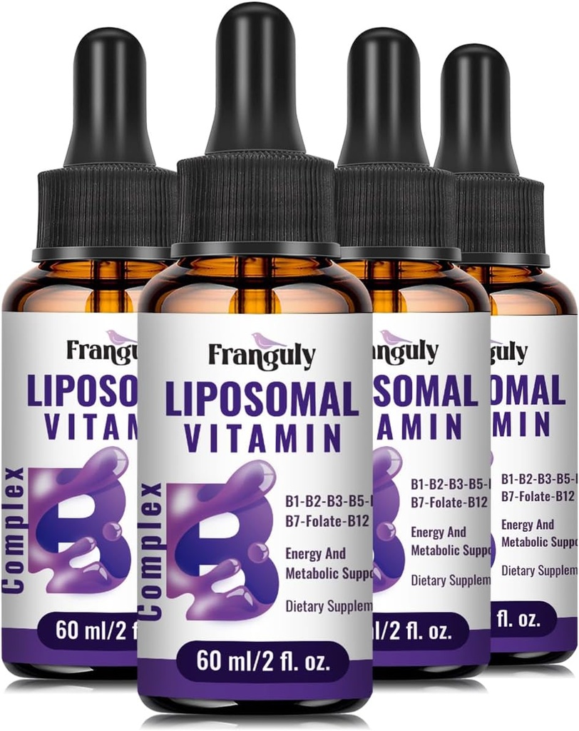 Liposomal Vitamine B Complex Liquid Sublingual B Complex Vitaminen Supplement voor Vrouwen Mannen Verbeterde Absorptie Gemethyleerd B12,B1, B2, B3, B5, B6,Folate,Biotine voor Energie en Immuun Ondersteuning 8.0 oz