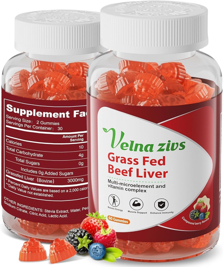 Grass Fed Beef Liver Gummies, אורגני Grassfed Beef Liver תוספי עבור נשים, Boost Energy and Immunity, Non-GMO, Gluten Free, 60 Counts