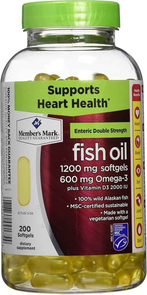 Thành viên Mark Double strength Fish Oil với D3 - 200 ct.