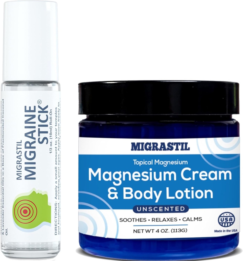 Migrastil Migraine Stick® og Topical Magnesium Creme & Body Lotion Bundle