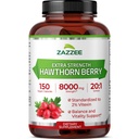Zazzee Extra Strength Hawthorn Berry 20:1 Extract, 2% Vitexin, 150 Vegan Capsules, 5 Month Supply, Crataegus Pinnatifida, Antioxidant & Circulation Support, 10X Concentrated, Non-GMO, Made in the USA