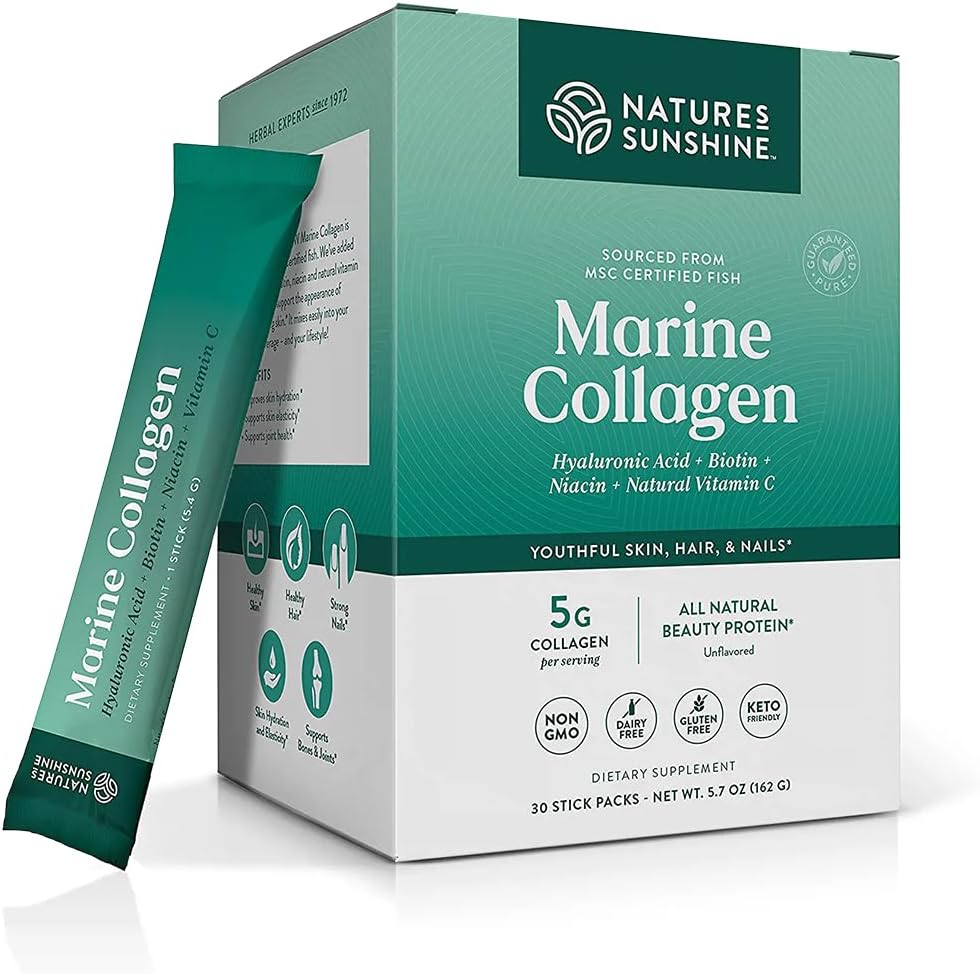 Nature's Sunshine Marine Collagen - Premium Wild-Caught Alaskan Pollock Collagen Powder - Radiant Skin 및 Healthy Joints를 지원하는 데 어려움이 없습니다.