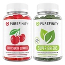 PUREFINITY Tart Cherry and Super Greens Gummies Bundle (Uric Acid Flush & Cleanse with Your Daily Greens)