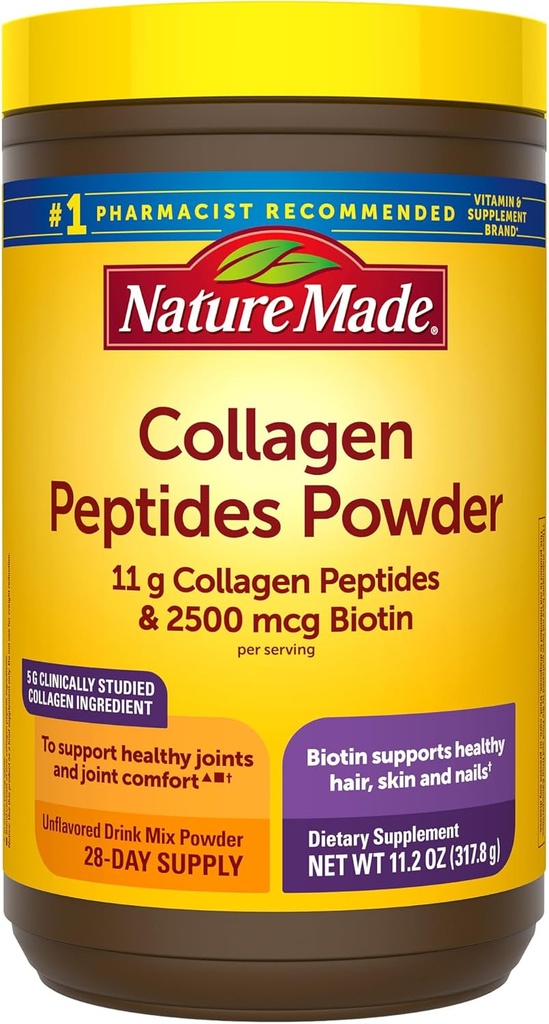 La natura va fer Collage Peptides Powder tipus 1 i 3, Collage de suport per a l'IPower Unflavored, Sugar Lliure, Keto mamily amb els cabells biopats, pell i Nas, 11.2 oz, 28 dies de camp