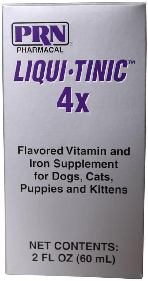 Liqui-Tinic 4x ízesített vitamin és vaspótlás kutyák, macskák, kiskutyák és cicák, 2 oz.