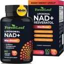 NAD+ Supplement - 500mg of Pure NAD Plus for Energy, Focus, Skin & Anti-Aging Support - Gluten Free Non-GMO NAD Supplements for Women & Men (60 Count (Pack of 1), NAD+ Resveratrol)
