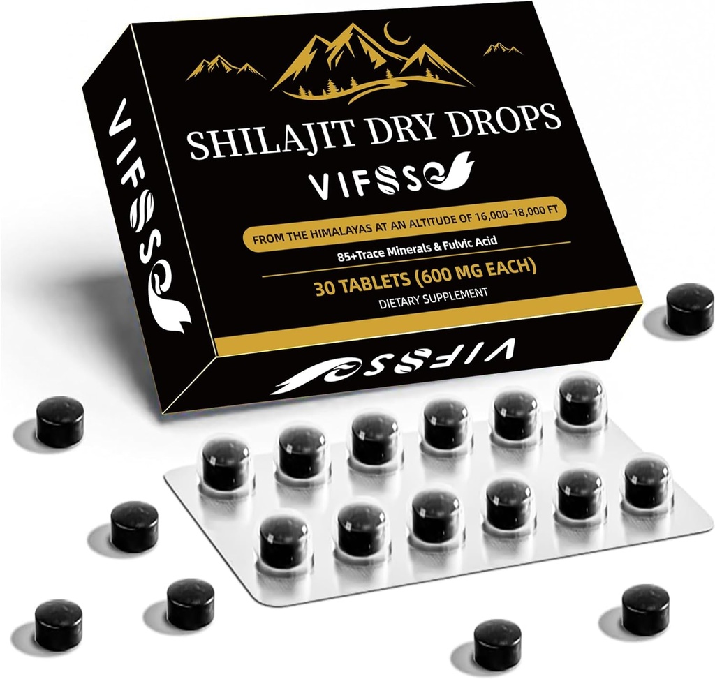 Shilajit Dry Drops, Shilajit Supplement, 18000 Mg Organic Shilajit Maximum Potency, Energy Booster, Gold Grade Nature Shilajit for Energy Support, 1 Pack of 30 Counts
