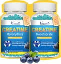 2 Pack Creatine Monohydrate Gummies for Women & Men, Sugar Free Vegan Creatine Supplement for Build Muscles, Increase Energy & Strength, Blueberry Flavor, 120 Count