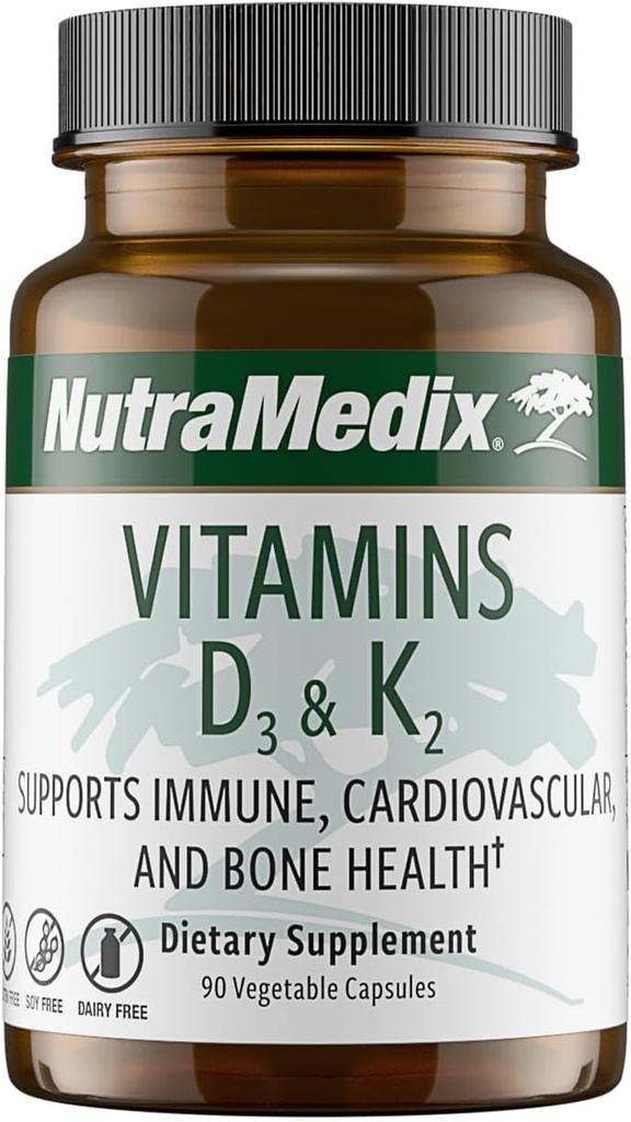 NutraMed altı D3 ve K2 Immune Support Supplement for Women & Men - Help Support Heart Health - Can Assist withdis Metabolism (90 Capsules)