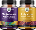 Bundle של Magnesium Glycinate קפסולות עבור נשים וגברים עבור Mood ורגיעה ו L-lysine Essential Amino Acids for Eye Health Lip Careעצמות תמיכה מערכת החיסון תומך בצמיחה שרירים