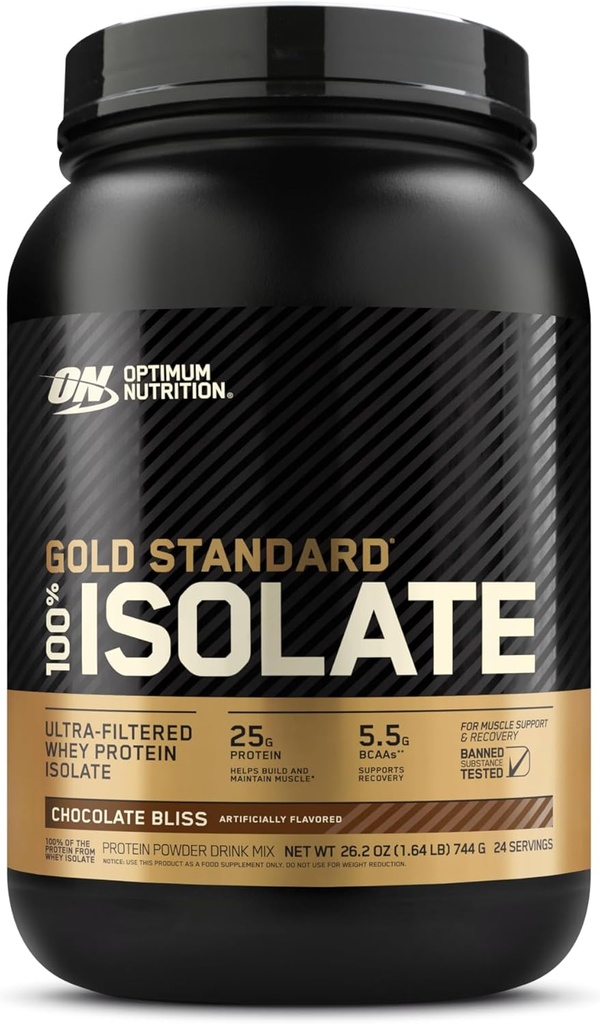 Optimum Nutrition Gold Standard 100% Isolate, Chocolate Bliss, 1.64 פאונד, 24 משרתות (Packaging May Vary)