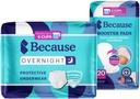 Perché Incontinenza notturna Biancheria intima e Booster Pad Bundle per gli uomini e le donne | Include Adulti Pull Ups - Bianco, Dimensioni S/M, 20 Conte e Booster, 20 Pezzi - Assorbi fino a 10 Coppe
