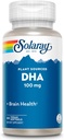 SOLARAY DHA Supplements 100 mg - D H A Omega 3 Fatty Acids for Wellness Support, Prenatal DHA Omega 3 Supplement - Plant Sourced from Algae Oil - 60-Day Guarantee, 60 Servings, 60 Vegan Softgels