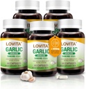 Lovita Odorless Aglio Capsule, 5000mg Aglio fresco Equivalente, 1,25% Allicin Extract, Supporta Cuore, Pressione Sangue, Colesterolo & Immune System, Non-GMO, Gluten-Free, 300 Vegan Capsule
