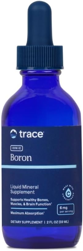 Trace Minerals Ionic Boron - Brain & Bone Support Supplement - Suplemento líquido con aliaxes saudables de magnesio e músculos - Formula Supports Nerve Health & Function - 2 fl oz (About 48 Servings)