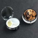 Rond Pill Box 3 Compartiment Pill Box Pill Containe Pillbox Case for Travel Small Pill Case Golden Retriever Pill Organizer for Vitamines Fish Oil Box Supplement Box