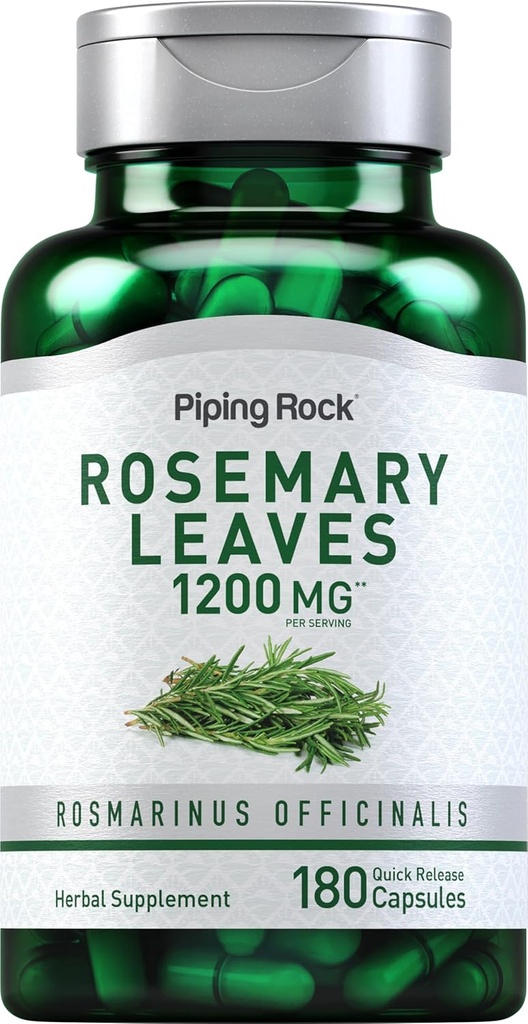 Piping Rock Rozmarīns Atstāj 1200mg    - 180 Capsules -- Augu ekstrakts -- Non-GMO, bez lipekļa Papildinājums