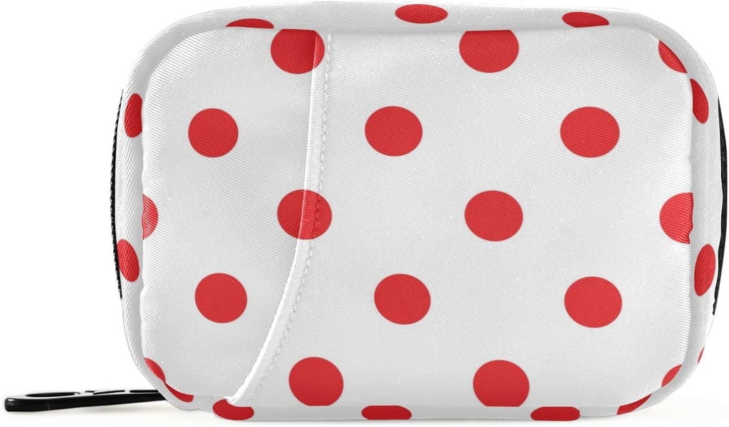 Naanle Red eta White Polka Dots Pill 7 Day Case Bag Travel Antolatzailea Zipper Portable Weekly Compact Size for Vitamin Supplement Holder A Dots Red 4.6 x 3.14 x 1.88 hazbete 0.12 kilogramo