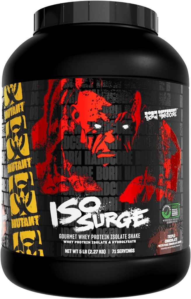 Mutant ISO Tikinti Whey Protein Isolate Toz Acts Recover kömək etmək, Kas, Toplu və Güc, 5 lb - Triple Chocolate