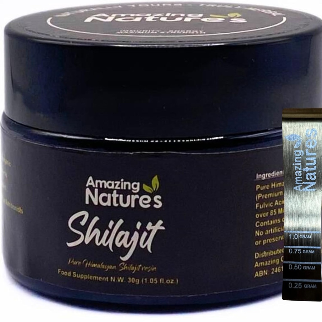 Pure Himalayan Shilajit Resin – 500mg High Potency Organic Supplement for Energy, Immune Support & Focus | 85+ Trace Minerals, Fulvic Acid | 30g, Lab-Tested for Purity by Amazing Natures