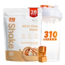310 Nutrición All-in-One Meal Replacement Shake Powder w / Shaker Cup Starter Kit - High Protein Fiber Rich Vegan Superfood Blend - Sin azúcar, Keto & Paleo Friendly, Low Carb - Caramel Sundae 28 srv