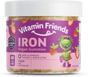 Vitamin Friends - Vegan Multivitamin " Iron for Kids - Daily Nutritional Support Gummies w/Ferrous Fumarate B-Complex, Vitamin C, Zinc, Biotin - Body Function " Anemia - Strawberry, (60 Day Supply)