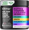 Biotina para o crecemento do cabelo Mulleres e homes con Keratin, Complexo de coláxeno 30000 mcg - cápsulas para a perda de cabelo e maior intensidade - Vitaminas de pel e unhas, Biotina 10000mcg e suplementos de coláxeno - 60 pílulas