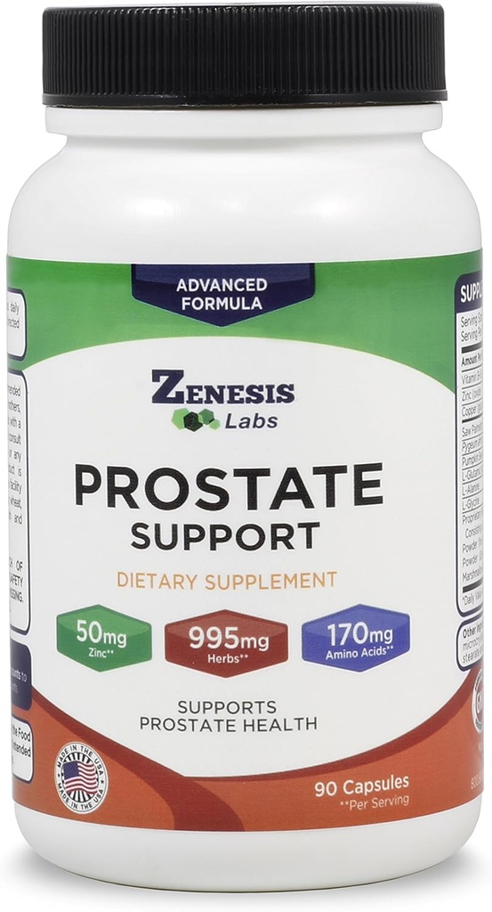 Zenesis Labs Prostate Health with Saw Palmetto - 90 капсули - също с цинк, мед, тиквено семе, Бърдок Root, Аминокиселини и други екстракти - 45 дневни доставки