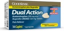 GoodSense Dual Action Acetaminophen 250 mg og Ibuprofen (NSAID) 125 mg tabletter, smertelindring for hovedpine Relief, arthritis Pain Relief og mere, 144 Tæl