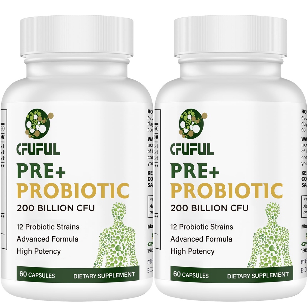 Probiotics for Women and Men - 200 Billion CFU 12 Strains Probiotic for Digestive Immune & Gut Health, with Organic Prebiotic Shelf Stable Probiotic Supplement for Bloating 120 Capsules