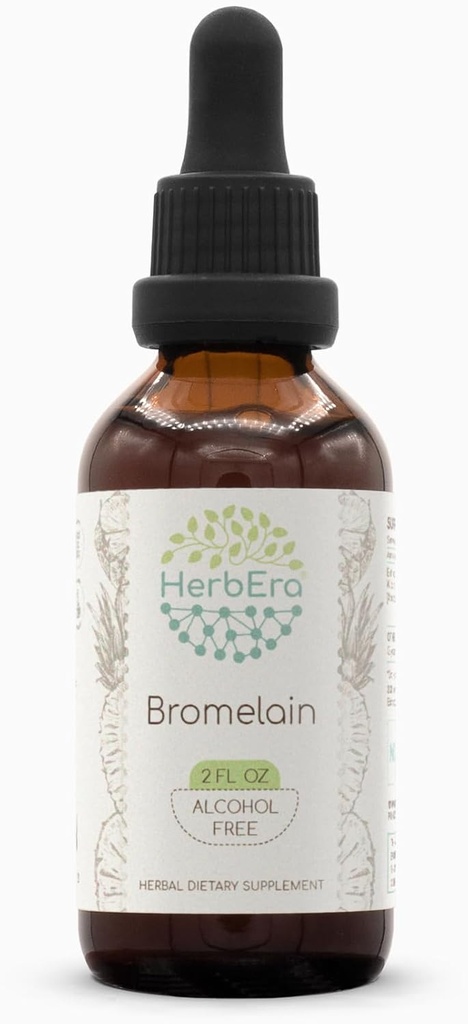Bromelain B60 Alcohol- Free Herbal Extract Tincture, Super- konsentrasi Wildwrited Bromelain, Pineapple (Anana comosus) (2 fl oz)
