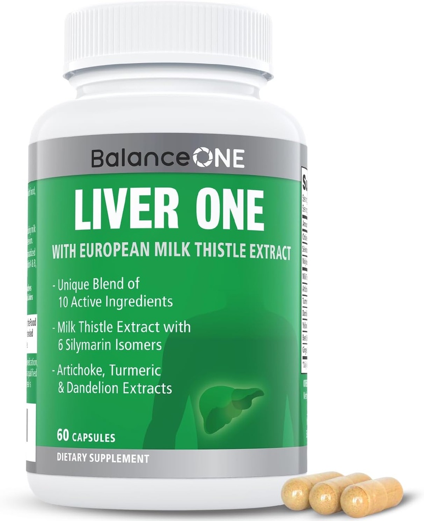 Balance ONE Lever Ondersteuning Supplement met melk distel Extract, Dandelion Root & Molybdeen 