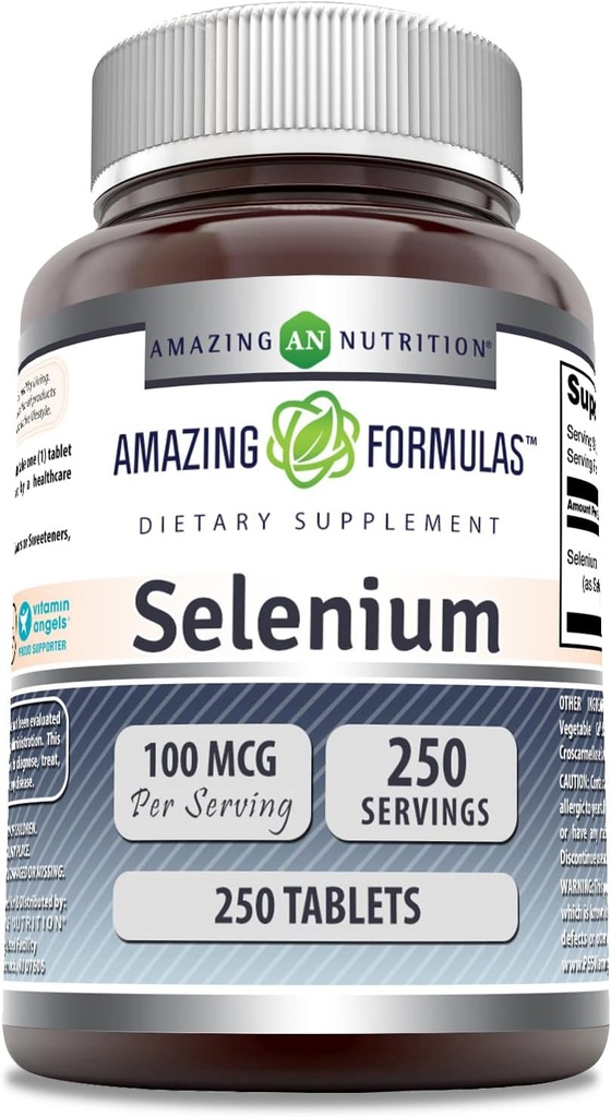 Incredibile Formulas Selenium Supplement | 100 Mcg Per Serving | 250 compresse | Non-GMO | Gluten Free | Made in USA