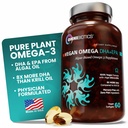OmniBiotics Vegan Omega 3 DHA EPA Supplement – MD-Certified Prenatal Supplement with 8X More DHA Than Krill Oil, Fish-Free, Non-GMO – 60 Vegan Capsules