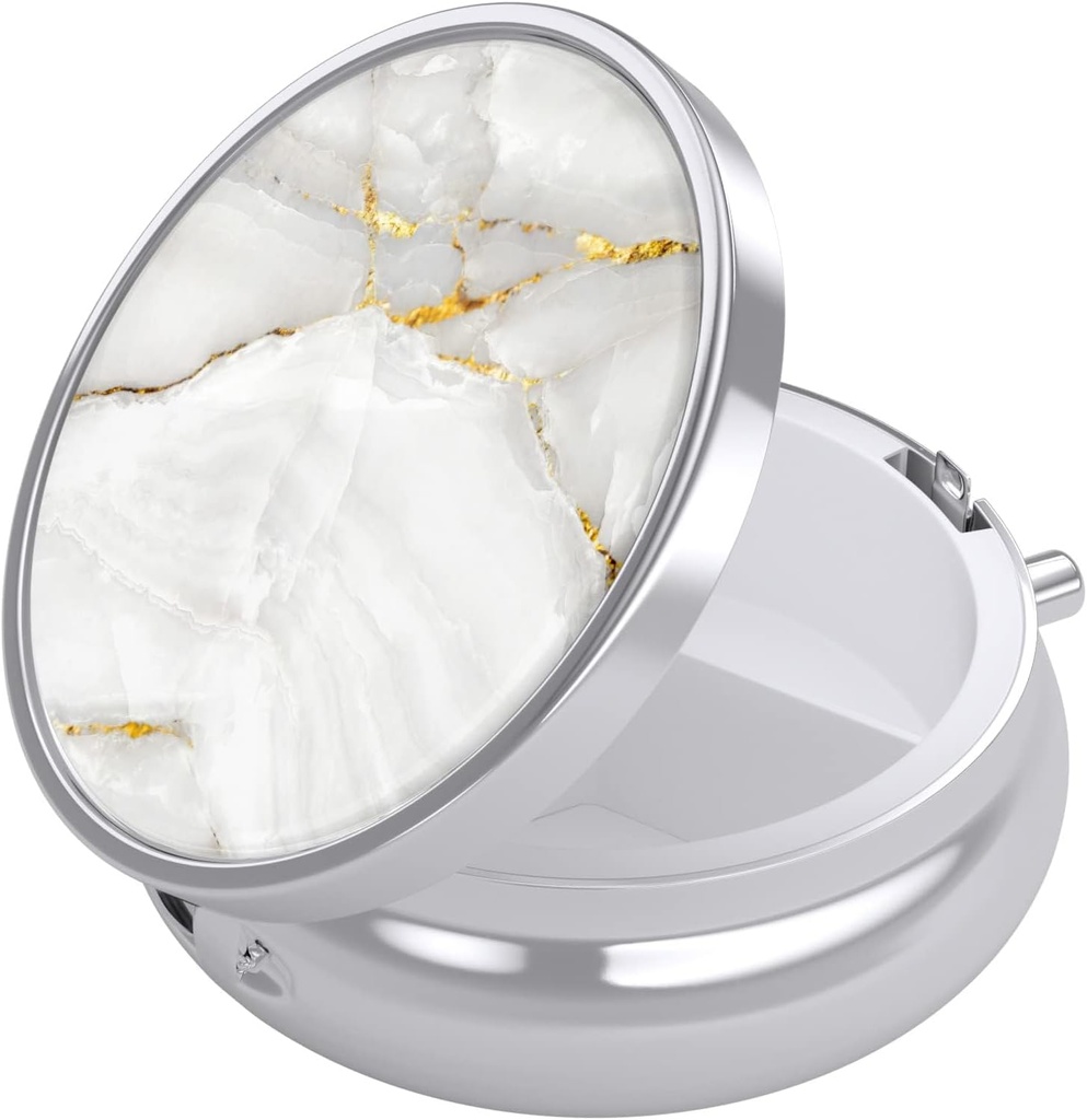 Nipichsha Pill Box, Malý Pouzdro na pero pro Purse & Pocket, Roztomilý Pořadatel Travel Medicine, Portable Medicine Container Holder to Hold Vitamíny, Léky, Rybí olej a dodatek, White Marble