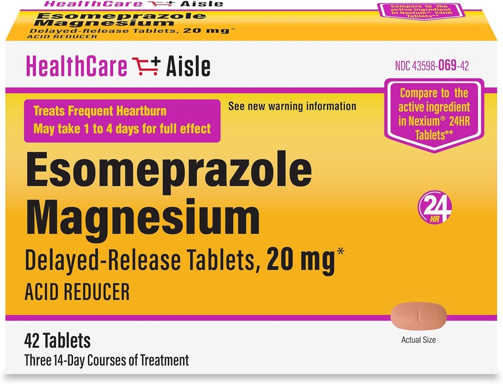 HealthCareAisle Esomeprasool Magneesium viivitusega vabastavad tabletid, 20mg - 42 Count - happe vähendamine, annab kõrvetiste leevendamise