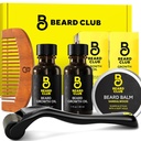 The Beard Club Enhanced Beard Growth Kit - Derma Roller, Beard Growth Oil (2PK), Sandalwood Beard Balm, Comb - Dárková sada