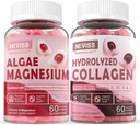 Collage Hydrona Gumpts + Calci Magnesium Gruli per a adults - Sugar Free, implementació de pel cabell d'aparença de salut Nals, Bone i Nerve salut, Muscle Funció i Mogit