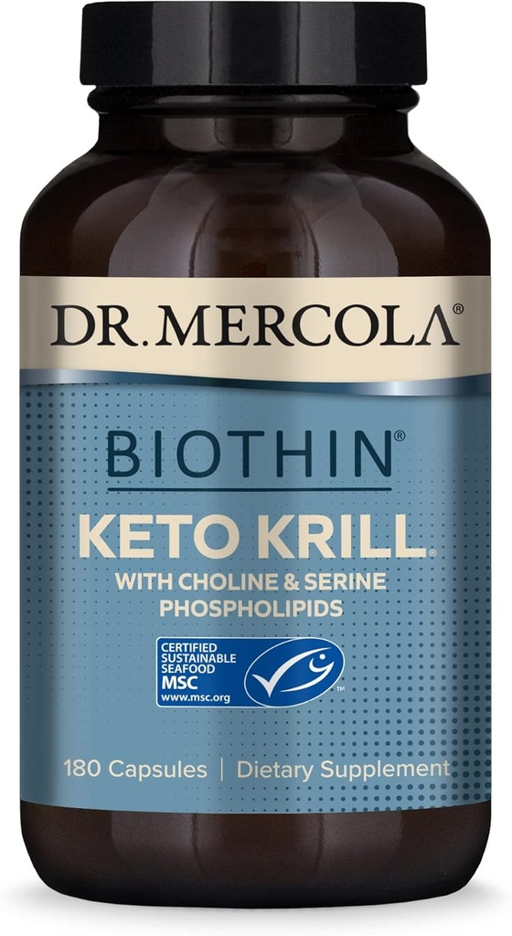 Mercola博士,Keto Krill石油补充品,90种服务(180种Capsules) Omega 3 脂肪酸,MSC认证,非转基因生物,无大豆,无油脂