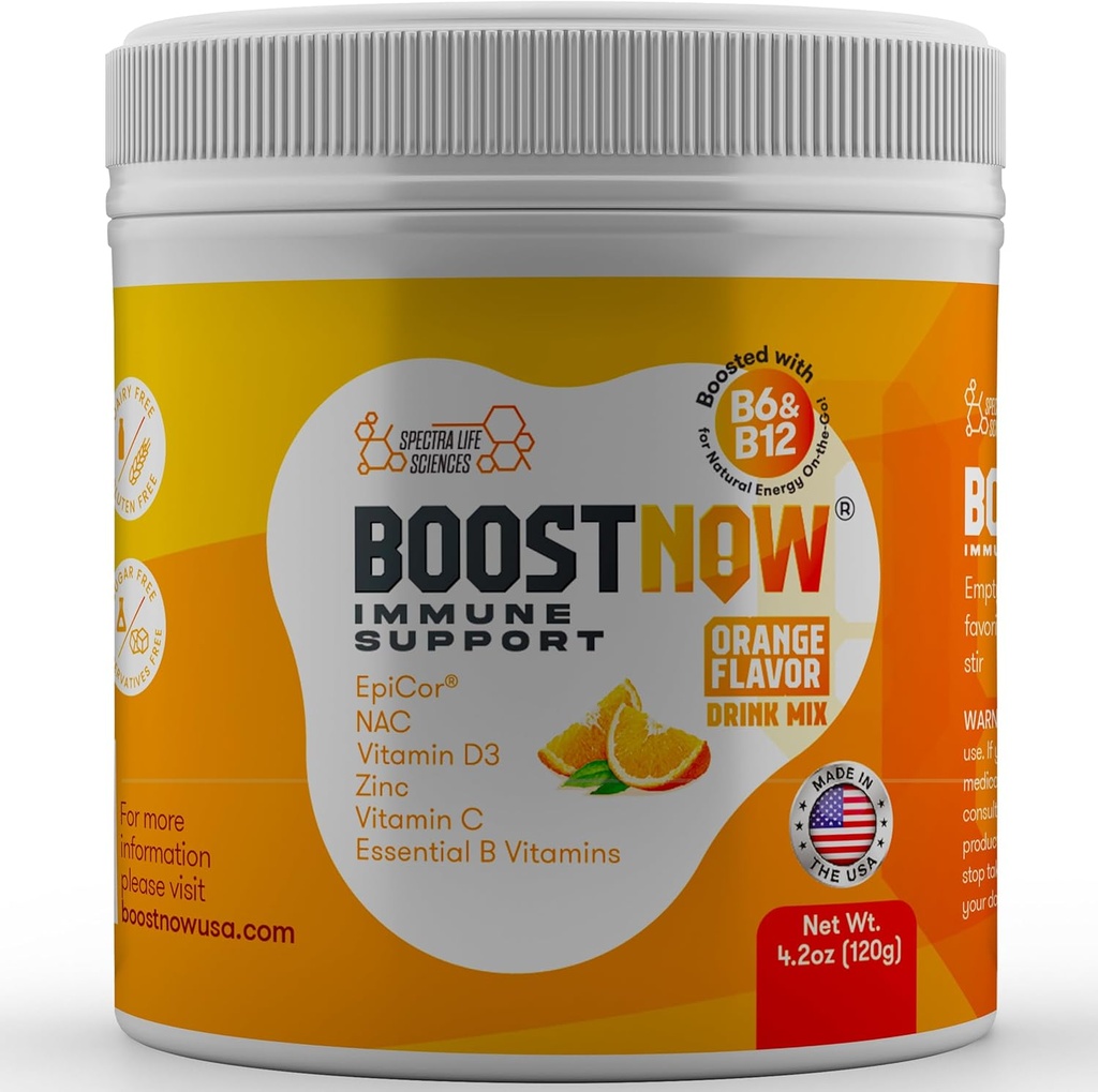 BoostNow 14-in-1 Immune אבקת תמיכה - משופרת עם ויטמין C, D-3, Zinc, EpiCor, Elderberry, NAC & More