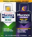 כוח מקסימלי Mucinex FastMax DM Max & Mucinex Nightshift Cold & Flu נוזל (2 x 6 fl. oz.) דקים ושופכים מוקוס, Relieves Cough & Chest Congestion, Pain, Fever, Sneezing, Soreגרון, Runny Nose