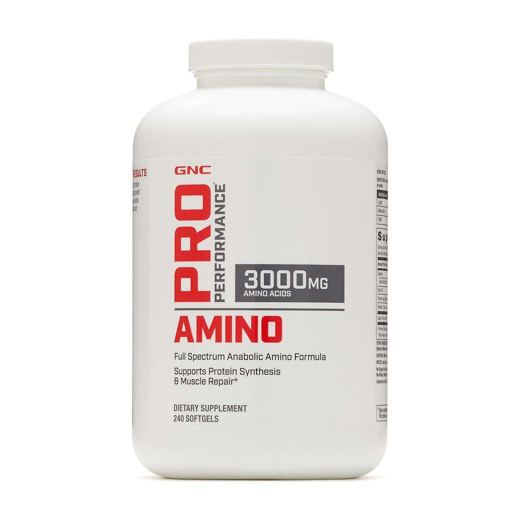 GNC Pro Performance Amino 3000mg, 240 Softgels, Supports Protein Synthesis and Muscle Repair