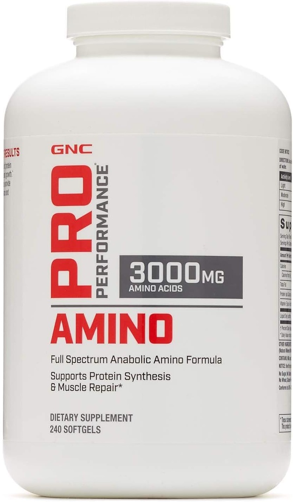 GNC Pro Performance Amino 3000mg, 240 Softgels, unterstützt Proteinsynthese und Muskelreparatur