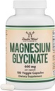 Double Wood Supplements Magnesium Glycinate 400mg | 180 Kapseln | Schlaf, Muskel, & Herz Unterstützung | Vegan, Dritte getestet, Glutenfrei, Non-GMO