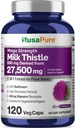 NusaPure Milk Thistle 50:1 Extract, 550 mg Equivalente a 27,500mg 120 Cápsulas Veggie Não-GMO, Vegan Max Força - Padrão 80% Silymarin, Bioperine