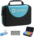 Drop-Proof Maandelijkse pil Organisator 3 keer per dag, 30 Dag Reizen pil Box Organisator met 32 Dagelijkse afdelingen, Medicine Organizer Box voor Vitamine, Visolie, Supplement (zwart)